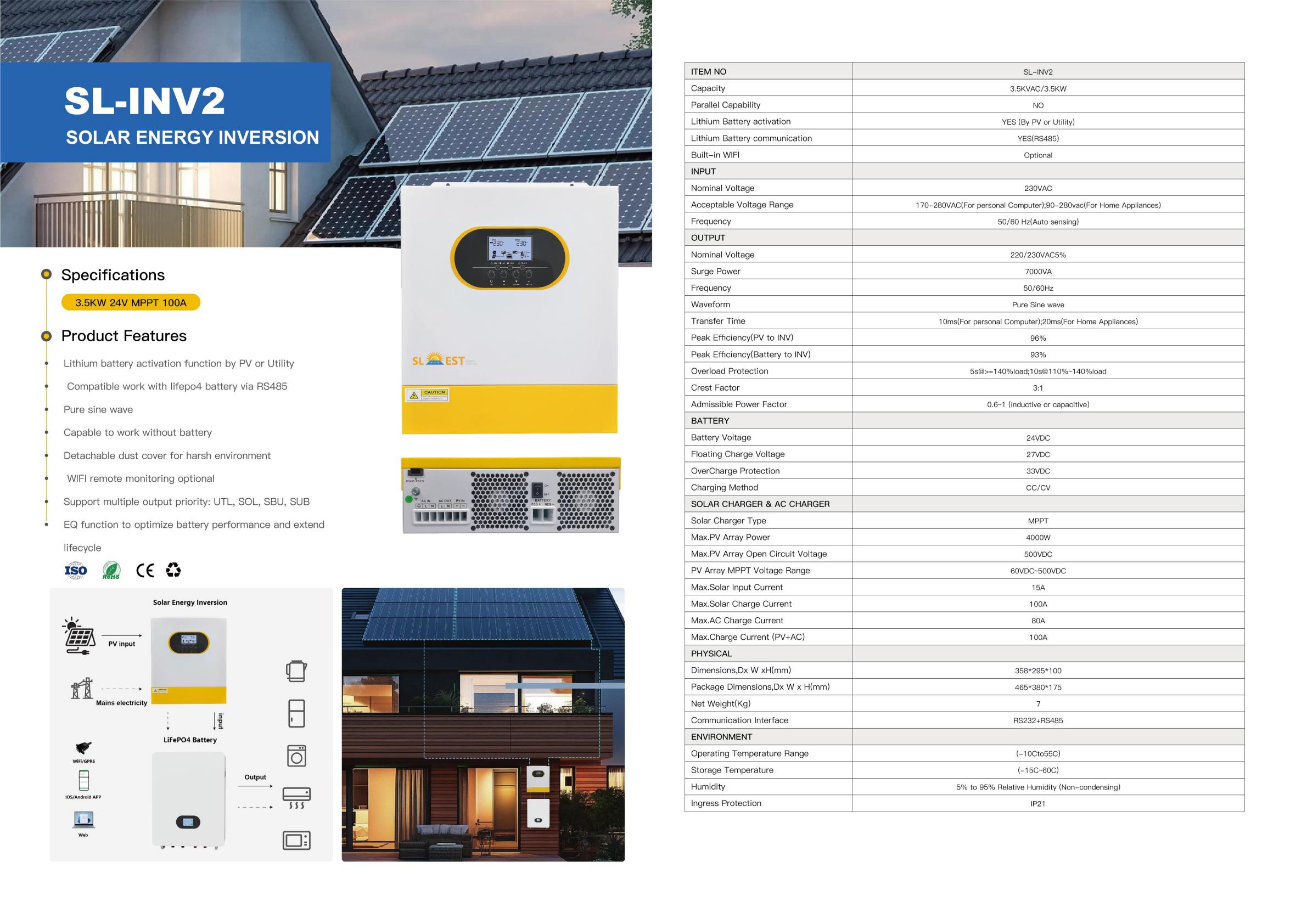 Longlight-INV2 Hybrid Solar Inverter 3.5kW 24V