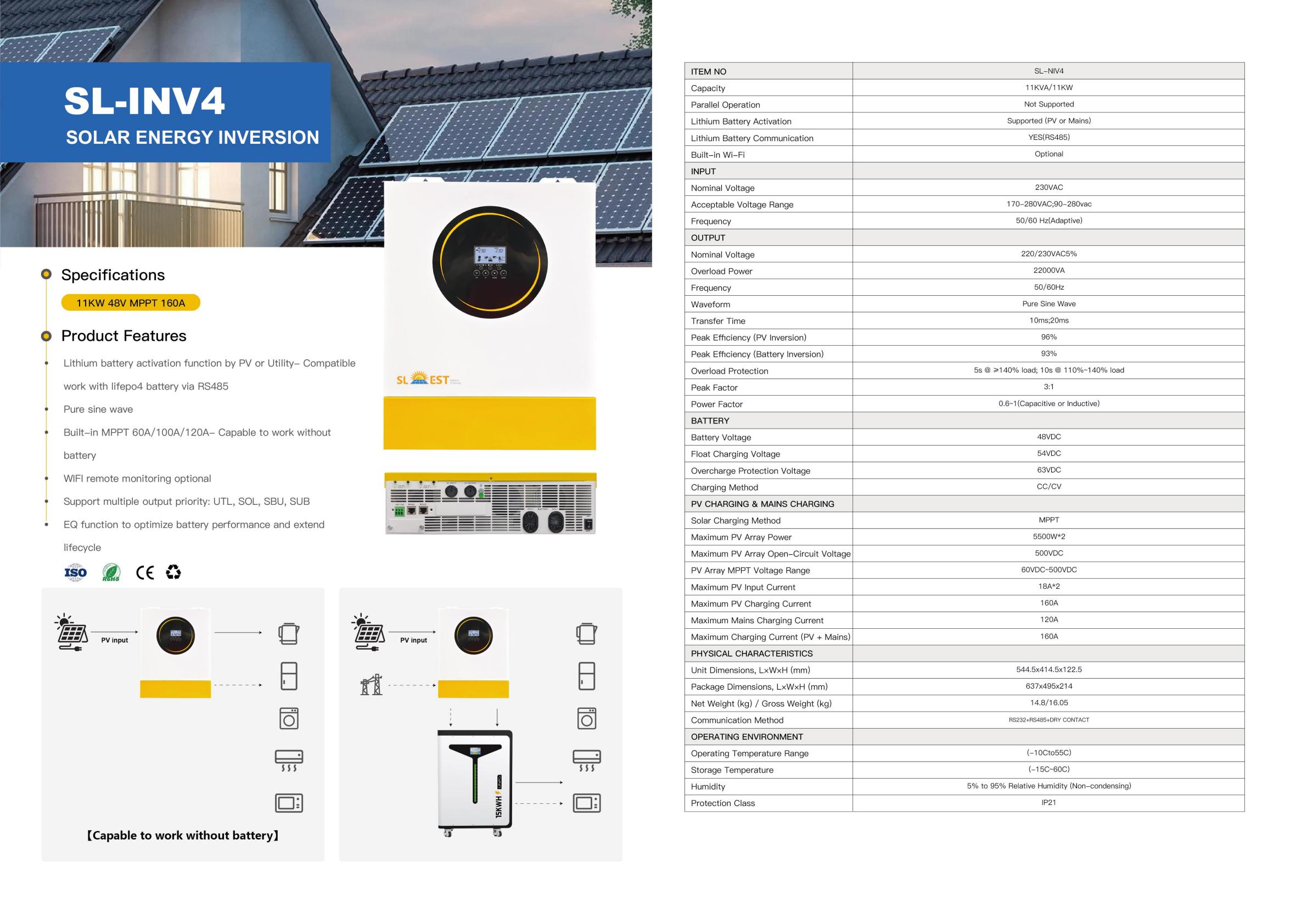 Longlight-INV4 Hybrid Solar Inverter 11kW 48V