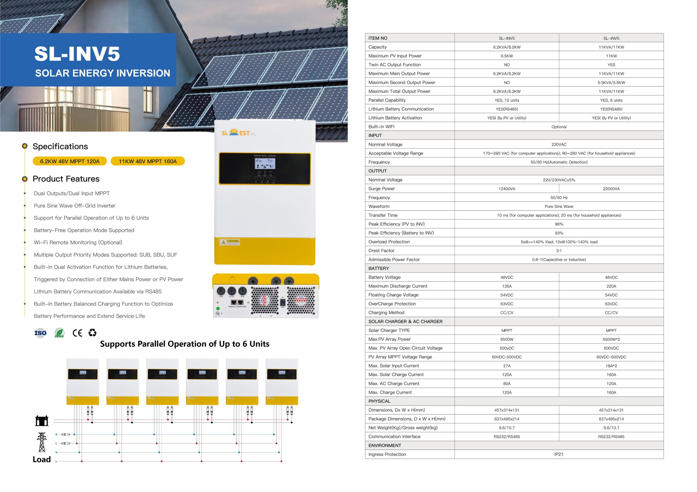 Longlight-INV5 Parallel Hybrid Inverter 6.2–11kW