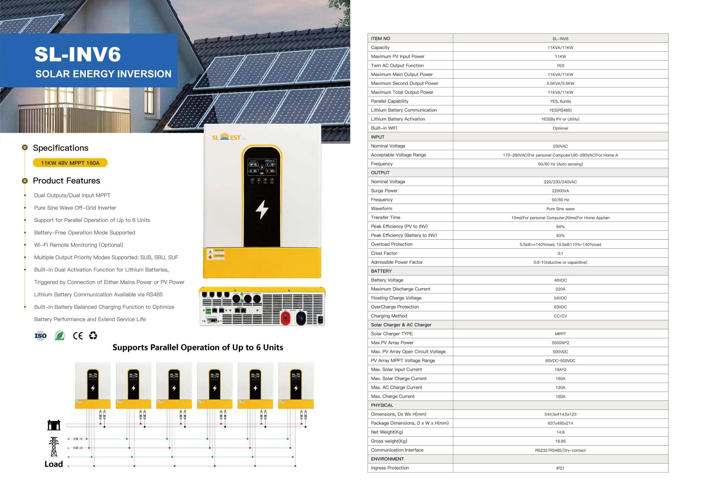 Longlight-INV6 Parallel Hybrid Inverter 11kW 48V